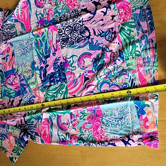 Lilly Pulitzer Etta Scoop-Neck Tee Top Multi Patch To Match - Picture 8 of 9